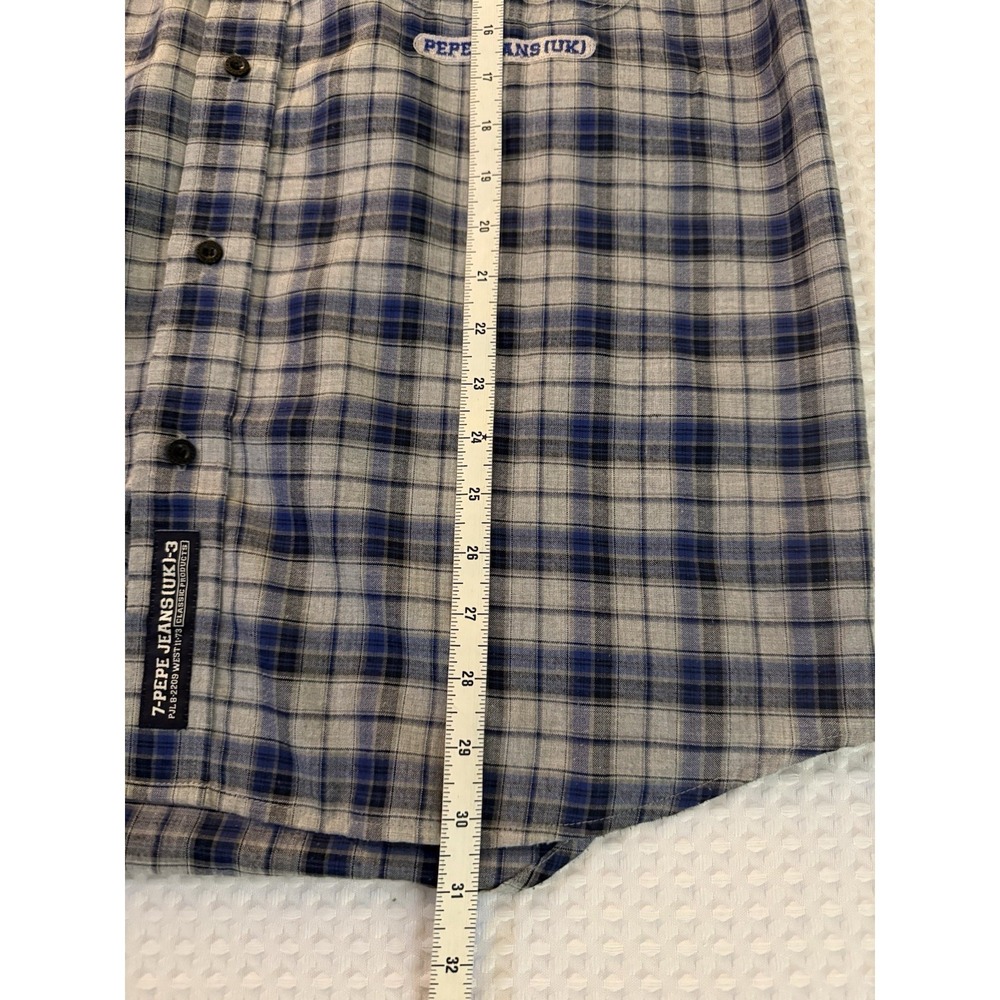 Pepe Jeans London W11-73 Mens Embroidered Button Down Plaid Shirt LG VTG 90s EUC - Picture 8 of 8